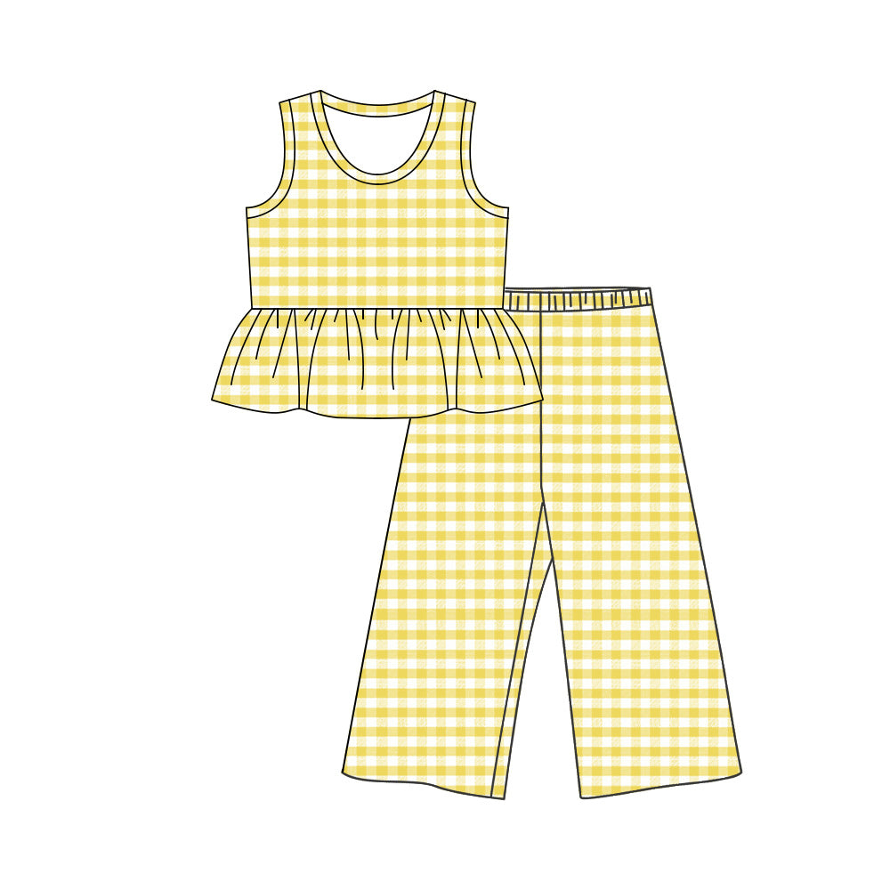 Yellow plaid tank top matching pants girls pants outfit preorder