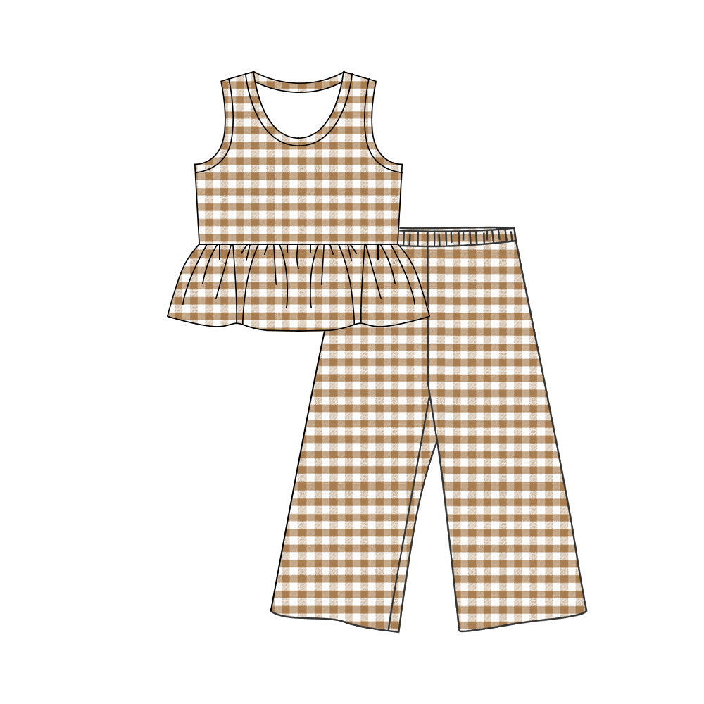Khaki plaid tank top matching pants girls pants outfit preorder