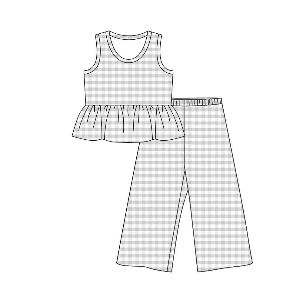 Grey plaid tank top matching pants girls pants outfit preorder