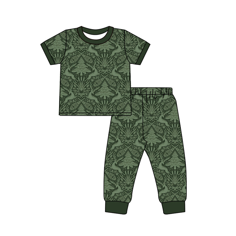 Deer print short sleeve top matching pants boy outfit preorder