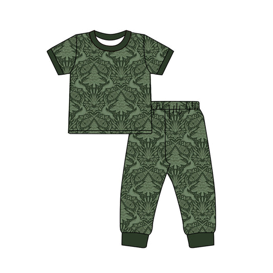 Deer print short sleeve top matching pants boy outfit preorder