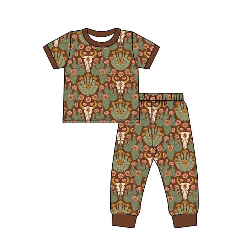 Cow cactus short sleeve top matching pants boy outfit preorder