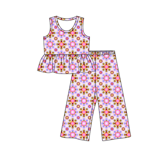 Flowers sleeveless top matching pants girls pants outfit preorder