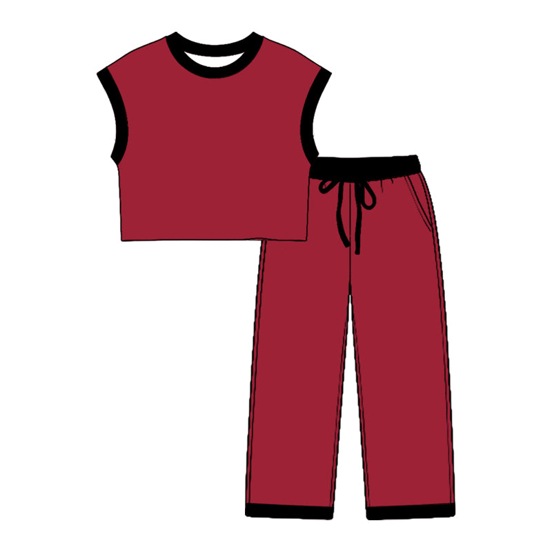 Team color top matching pants girls wholesale factory price outfit preorder