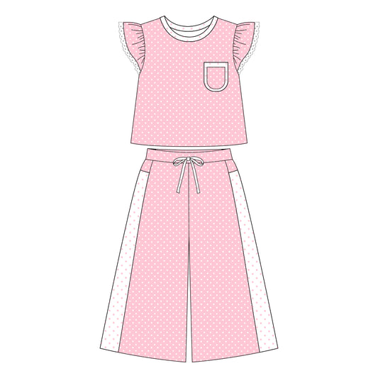 Adult Women pink dots short sleeve outfit preorder