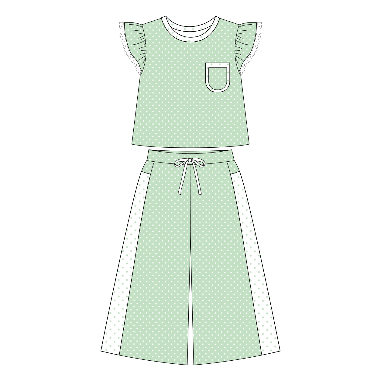Adult Women green dots short sleeve outfit preorder