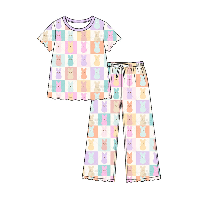 Short sleeve Easter bunny top matching pants girls holiday outfit preorder