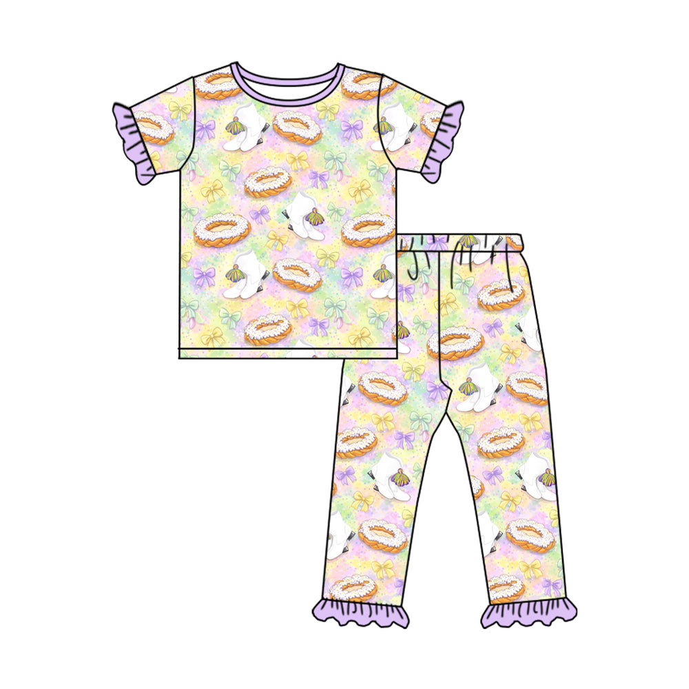 Easter bunny print short sleeve  top matching pants girl outfit preorder