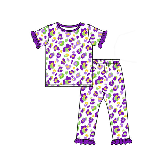 Mardi Gras short sleeve top matching pans girls outfit preorder