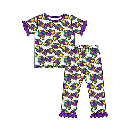 Short sleeve Mardi Gras top matching pants pajama set preorder