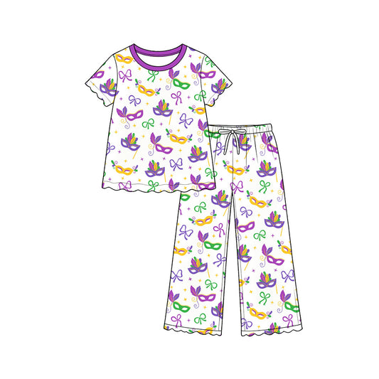 Mardi Gras long sleeve top matching pants girls outfit preorder
