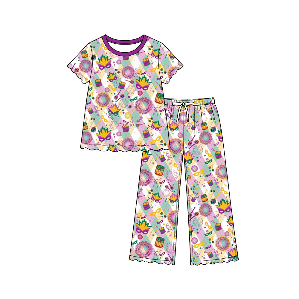 Long sleeve Mardi Gras top matching pants girl clothes preorder