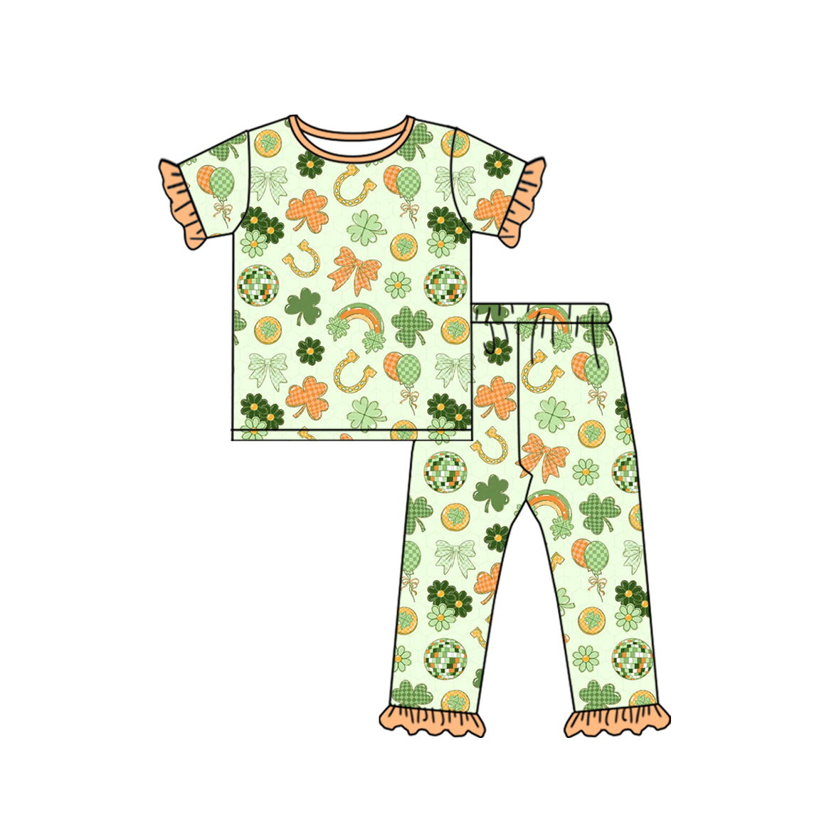 Saint Patrick's Day print girls short sleeve matching set outfit preorder