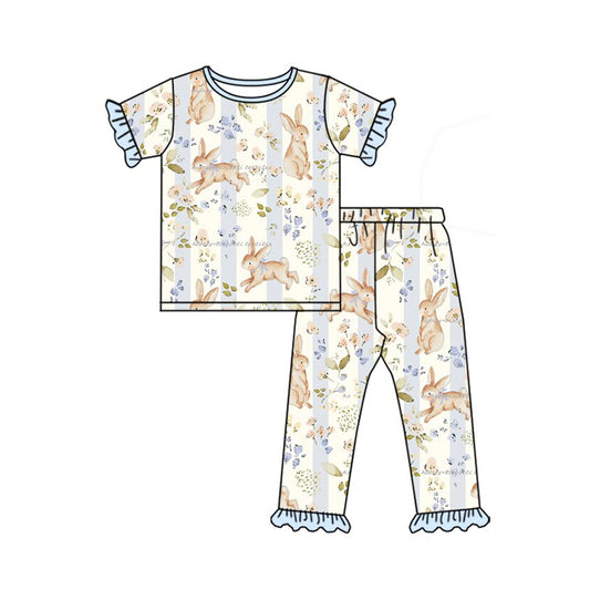 Easter bunny girls short sleeve top pants set outfit preorder