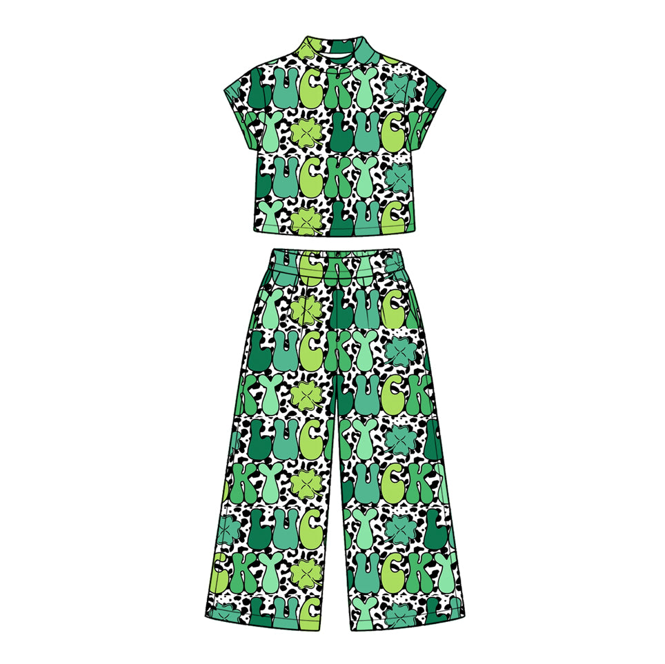 Saint Patrick's Day short sleeve top pants set outfit preorder