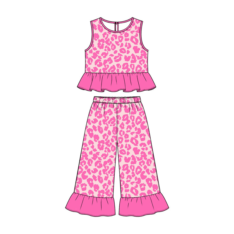 Leopard print girl sleeveless outfit preorder