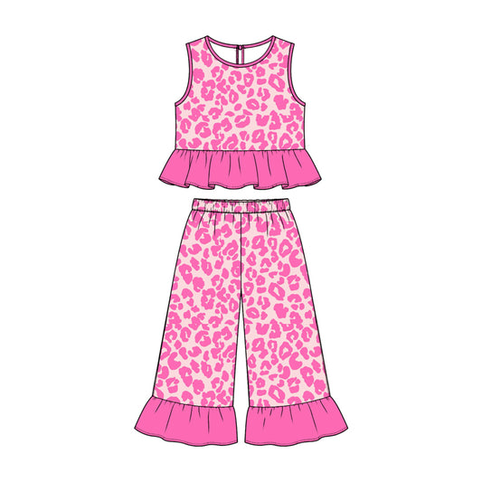 Leopard print girl sleeveless outfit preorder