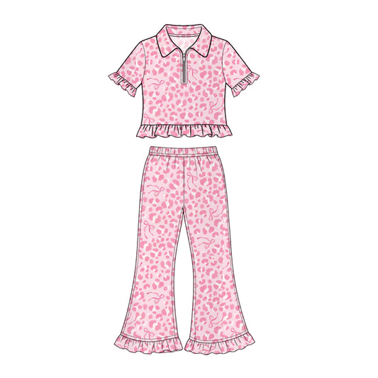 Leopard print pullover top matching pants girs outfit preorder