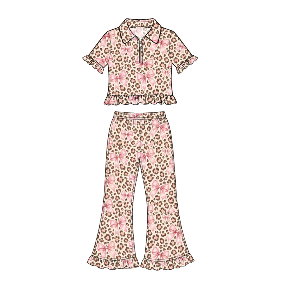 Leopard print pullover top matching pants girs outfit preorder