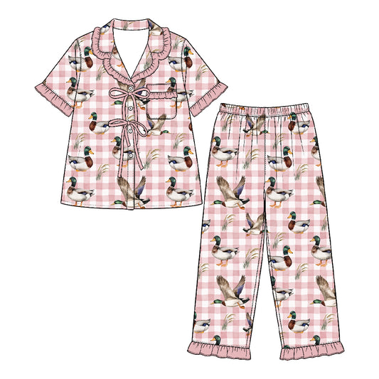 Mallard duck short sleeve top matching pants girs pajama set outfit preorder
