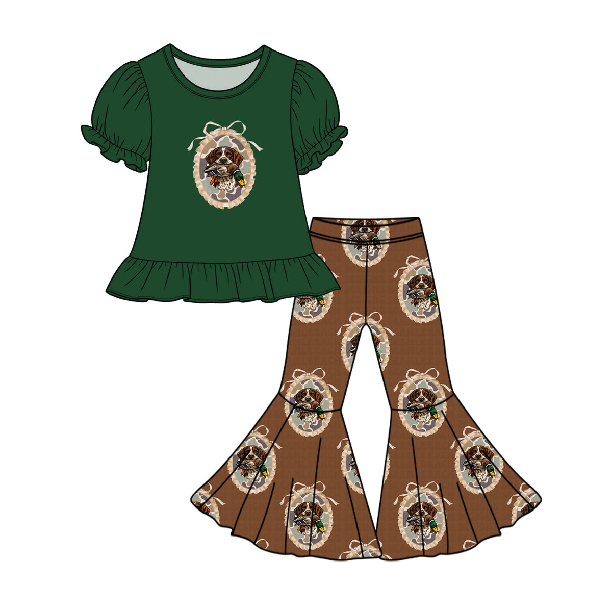 Dog duck girl short sleeve top bell bottoms outfit preorder