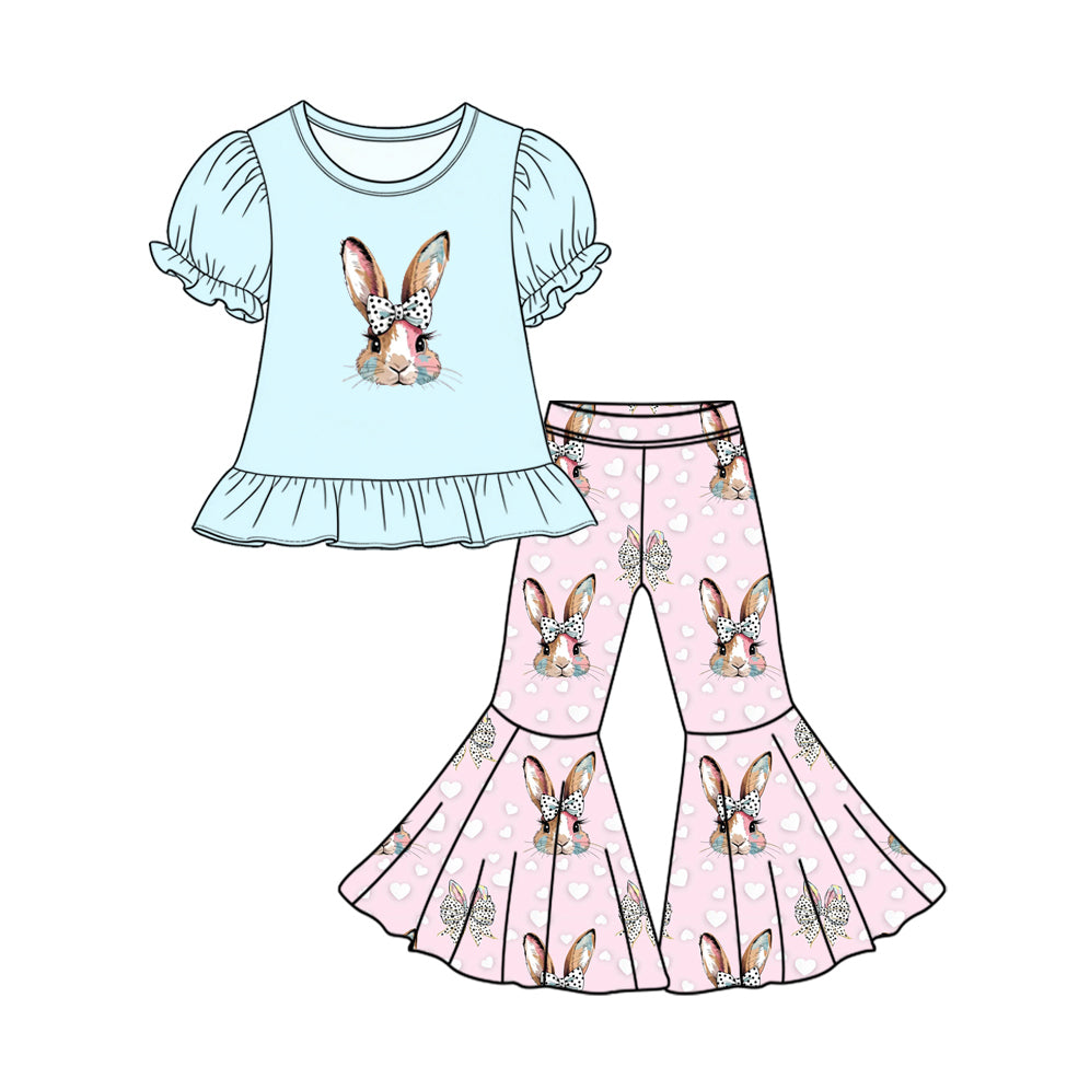 Easter bunny short sleeve top pants girls outfit preorder