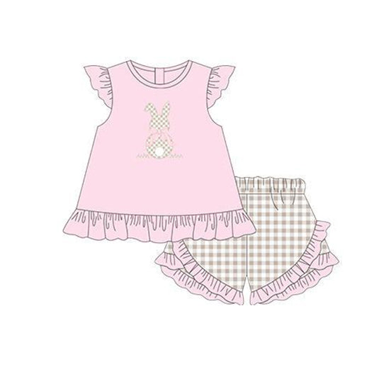 Easter bunny brown gingham  outfit preorder