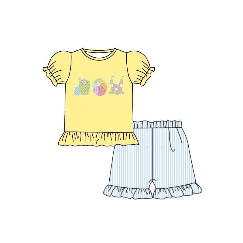 baby girl short sleeve beach castle outfit preorder