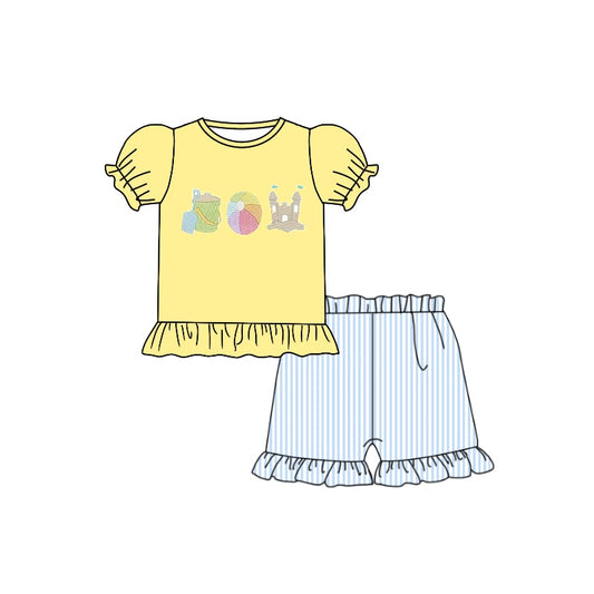 baby girl short sleeve beach castle outfit preorder