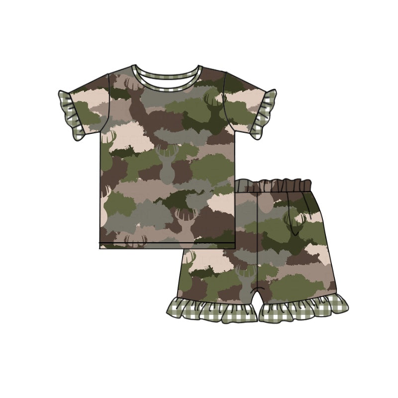 girls reindeer camo short outfit preorder