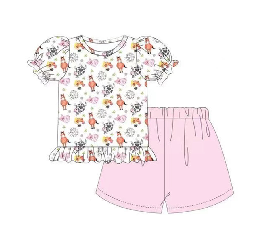 farm cow animal country baby girls clothing set preorder