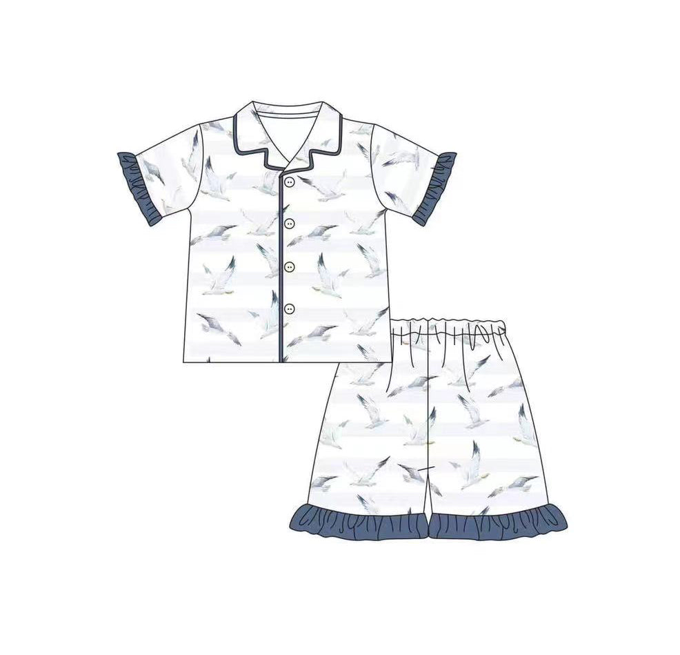 mallard duck button down girls short sleeve pajama set preorder