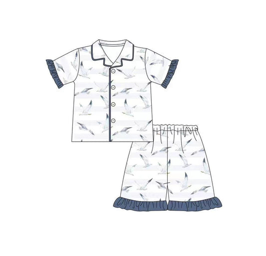 mallard duck button down girls short sleeve pajama set preorder