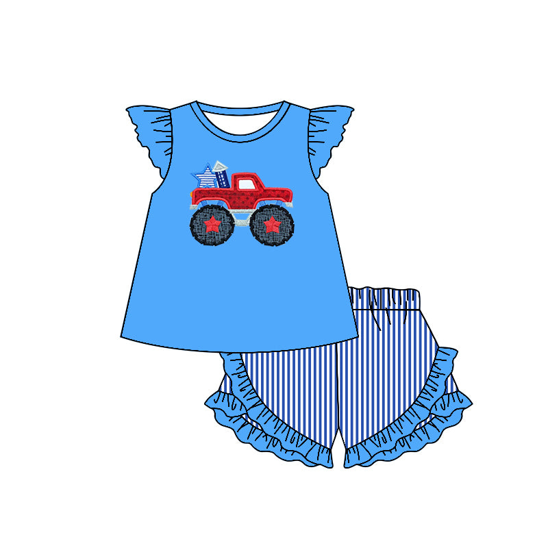 July 4th firework star trucks baby girls outfit preorder