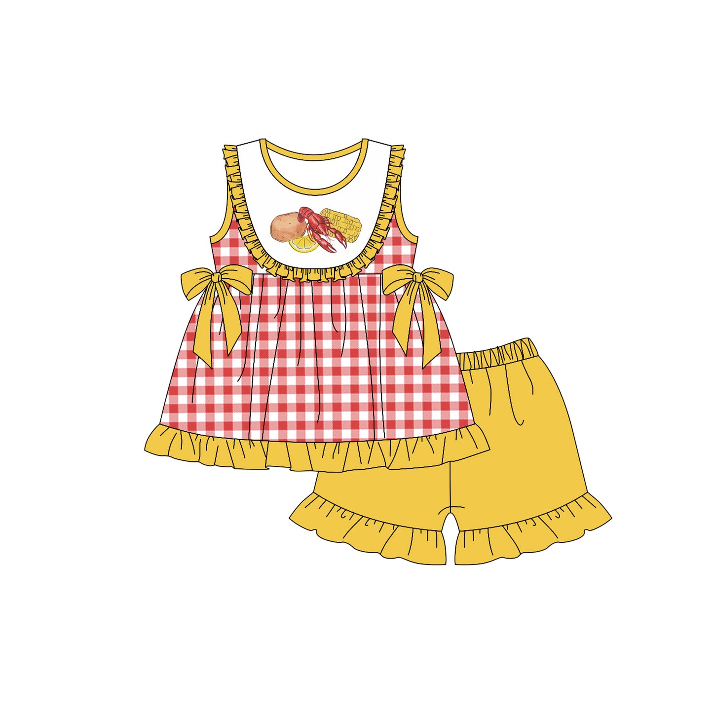 crawfish corn potato baby girls outfit preorder