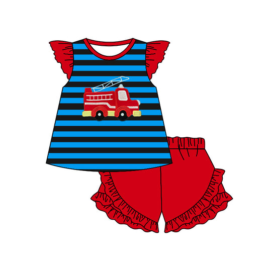 girls fire fighting truck short sleeve outfit preorder