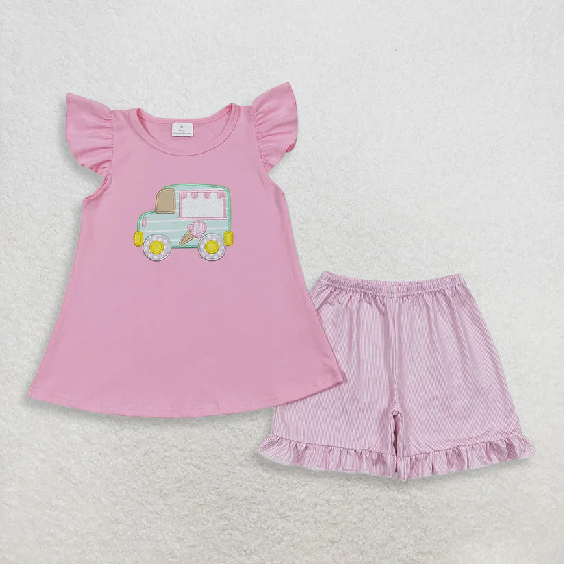 Toddle baby girl embroidery popsicle outfit
