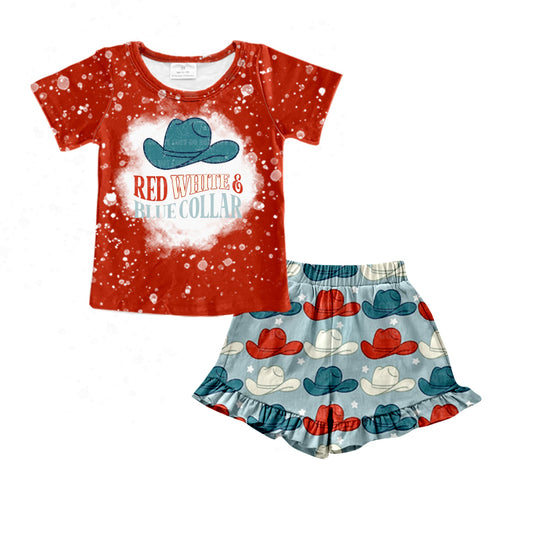 red white blue collar girls western outfit preorder