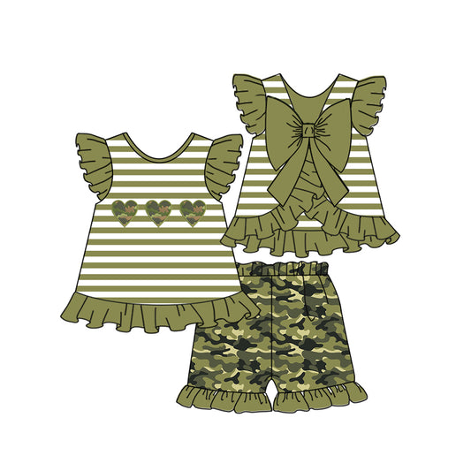baby girl camo heart shirt macthing shorts outfit preorder