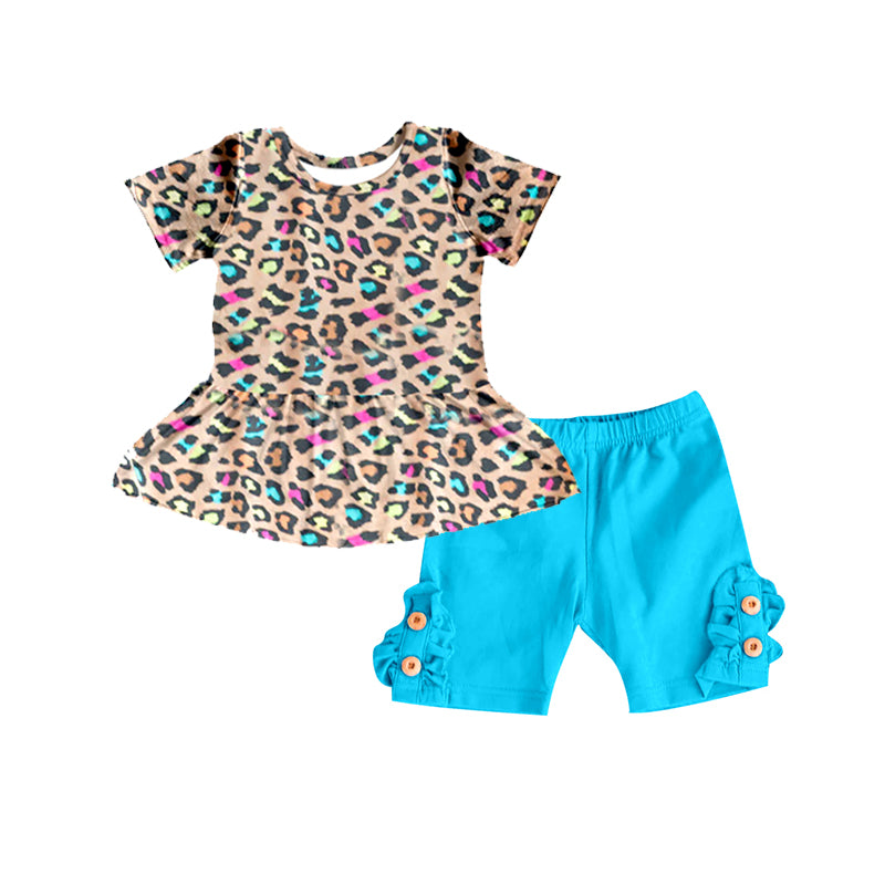 cheetah top blue shorts boutique outfit preorder