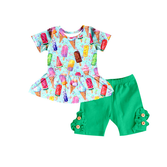 girls popsicle shirt matching green shorts boutique outfit preorder