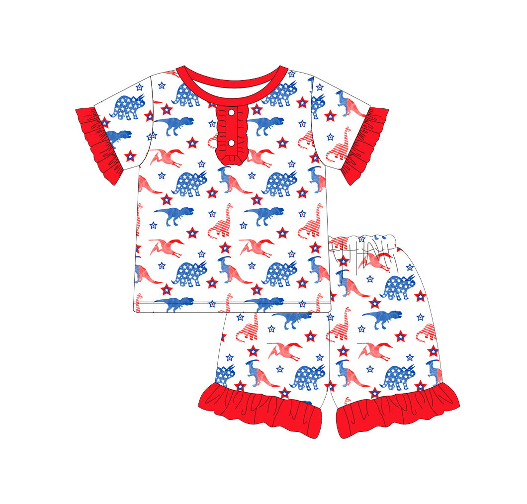 July 4th dinosaur girls clothing set preorder