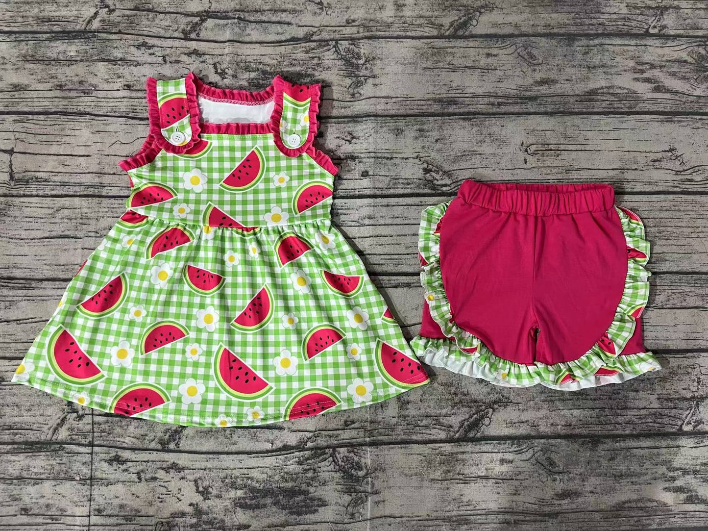 girls watermelon flower design summer outfit preorder
