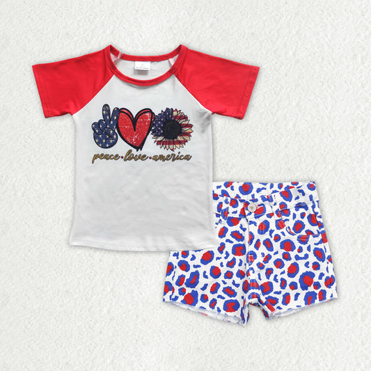 peace love america shirt cheetah jeans shorts july 4th outfit