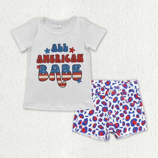 all america babe shirt cheetah jeans shorts july 4th outfit