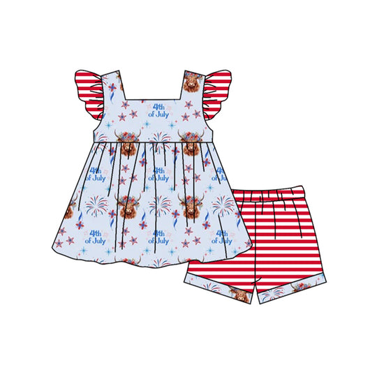highland cow firework july 4th outfit preorder