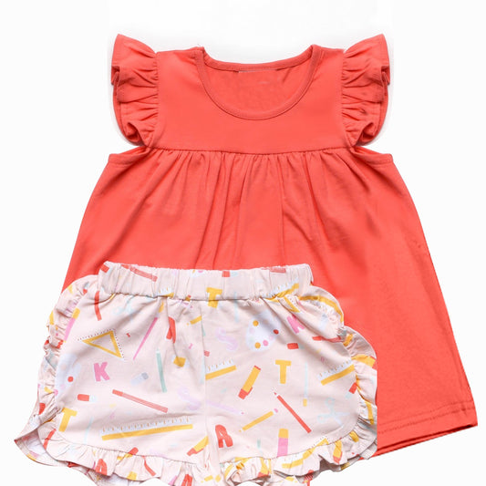 infant toddle baby girls back to school pencil outfit preorder