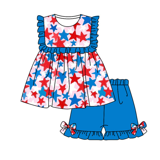 toddle girls red blue star july 4th independence day outfit preorder