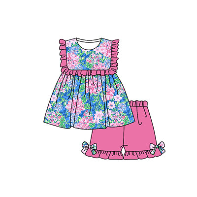 pink floral baby girls summer clothing set preorder