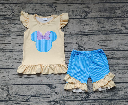 blue stripes cartoon outfit for girls preorder